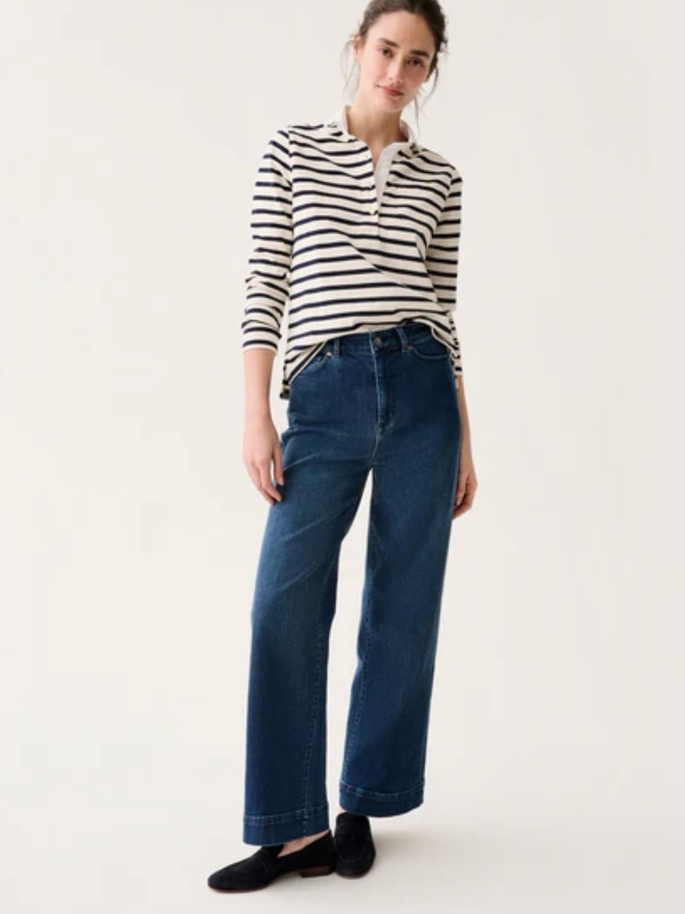 Ann Mashburn Women’s Indigo High Rise Wide Leg Cropped Stretch Denim Jeans Sz 31